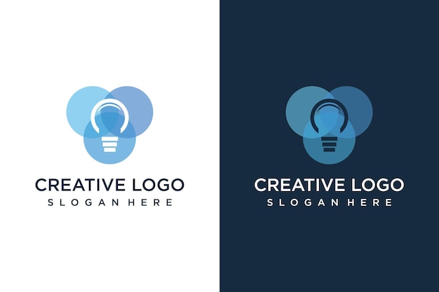 Light bulb design logo template with business card design