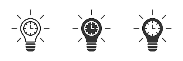 Light bulb and dial inside light bulb and clock icon vector illustration