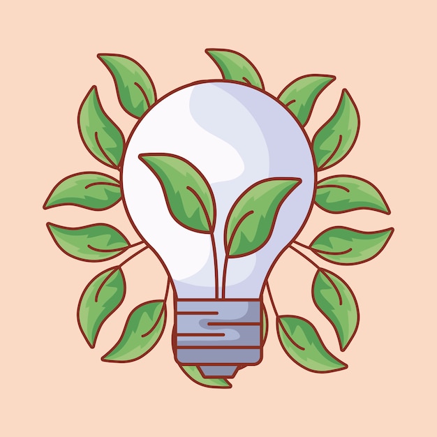 Light bulb ecological with leafs