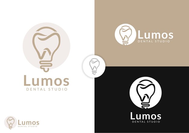 Vettore lampadina a forma di concetto di design del logo del dente