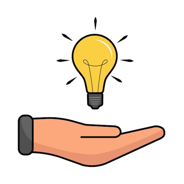 Light bulb above hand, business idea