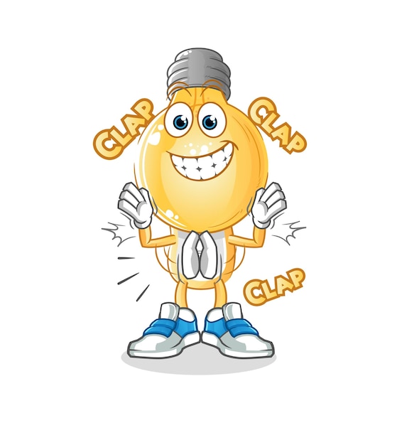 Light bulb head cartoon applause illustration character vector