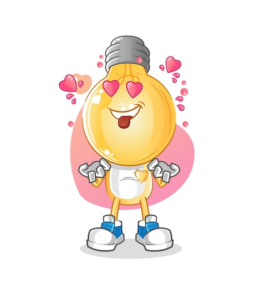 Light bulb head cartoon fallin love vector cartoon character