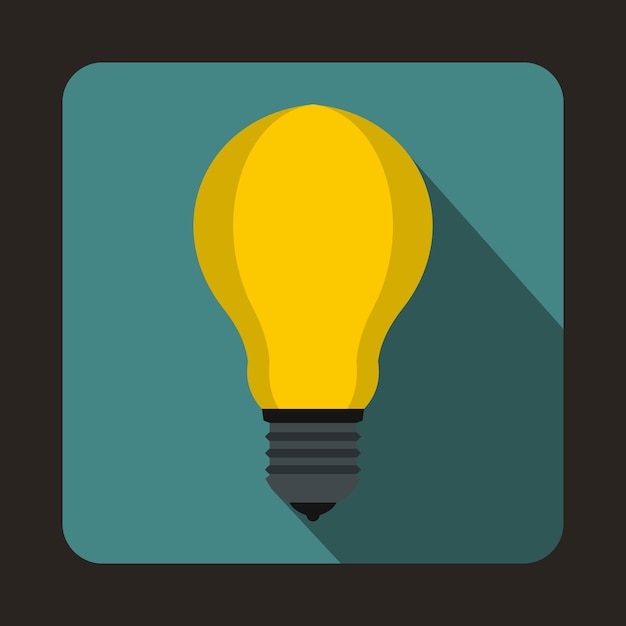 Light bulb icon in flat style on a blue background