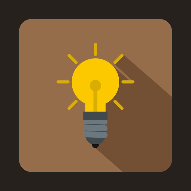 Light bulb icon in flat style on a coffee background