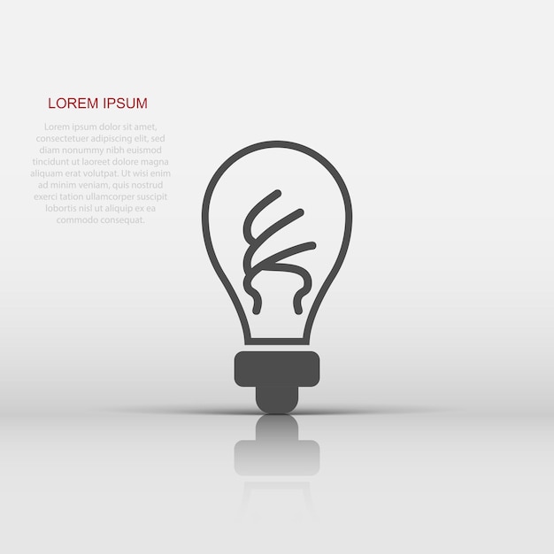 Light bulb icon in flat style Lightbulb vector illustration on white isolated background Energy lamp sign business concept