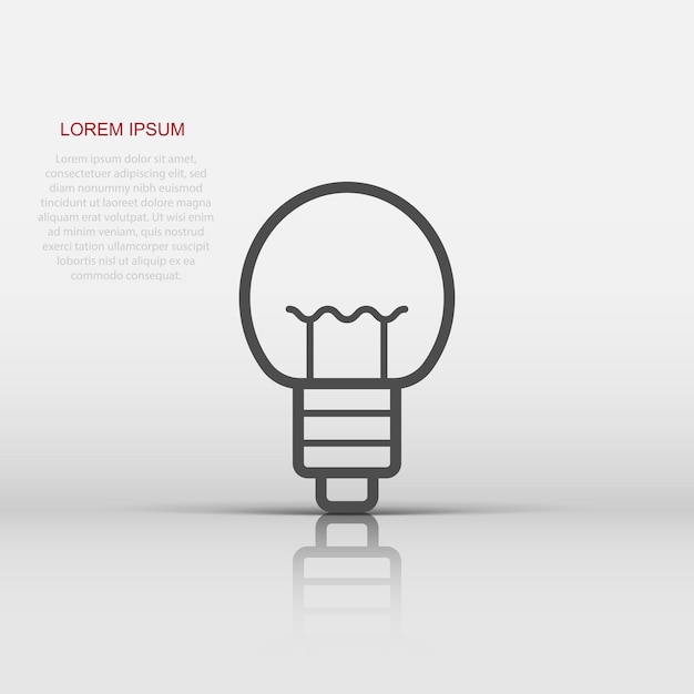 Light bulb icon in flat style Lightbulb vector illustration on white isolated background Energy lamp sign business concept