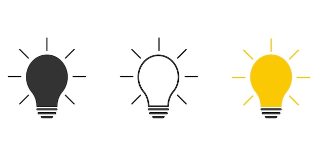 Light bulb icon.  Light bulb black and yellow icon set. Vector illustration eps10