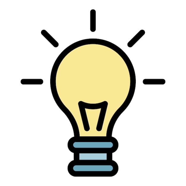 Light bulb icon Outline light bulb vector icon color flat isolated