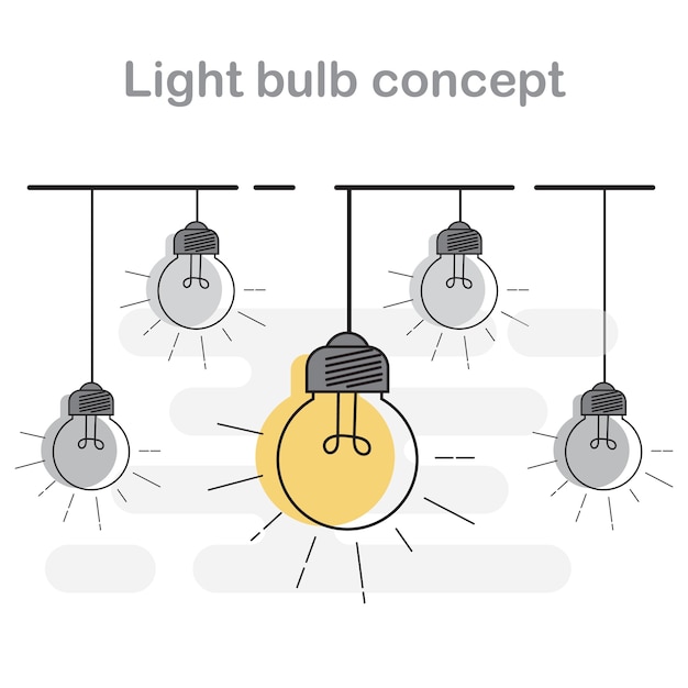 Vector light bulb icon with concept of idea.