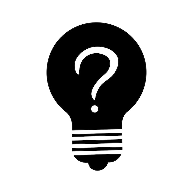 Vector light bulb icon with question mark on orange background