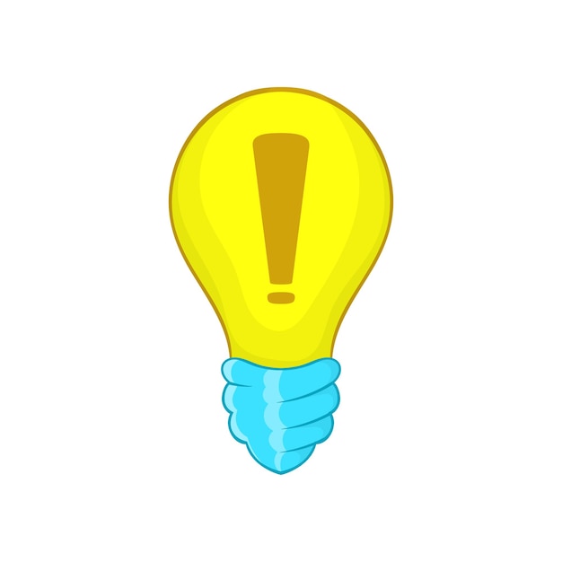 Light bulb idea icon in cartoon style isolated on white background