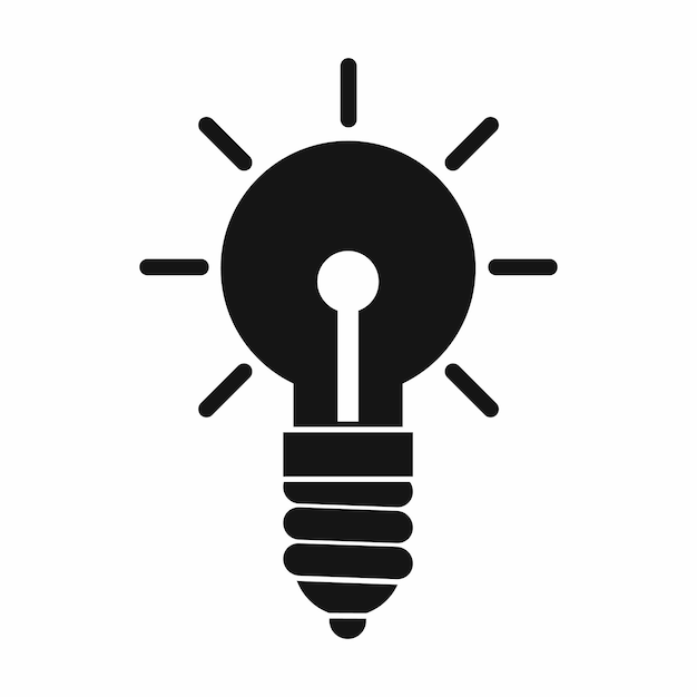 Иконка идеи лампочки в простом стиле изолирована на белом фоне Символ освещения