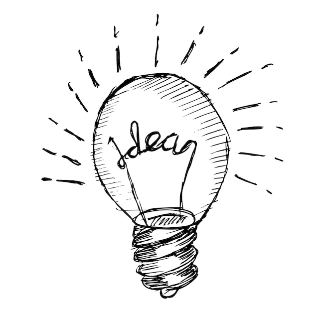 Vector light bulb idea, sketch illustration