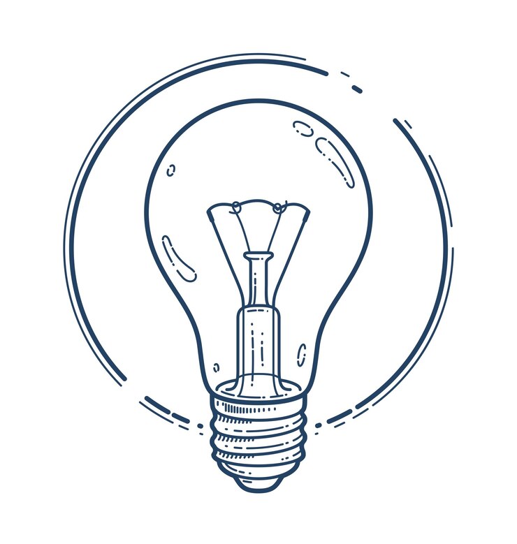 Vector light bulb idea vector simple linear icon, science and business line art symbol, creative solutions.