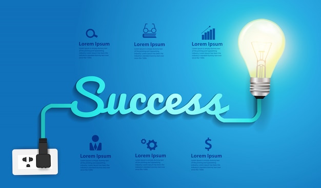 Light bulb idea with success concept creative design