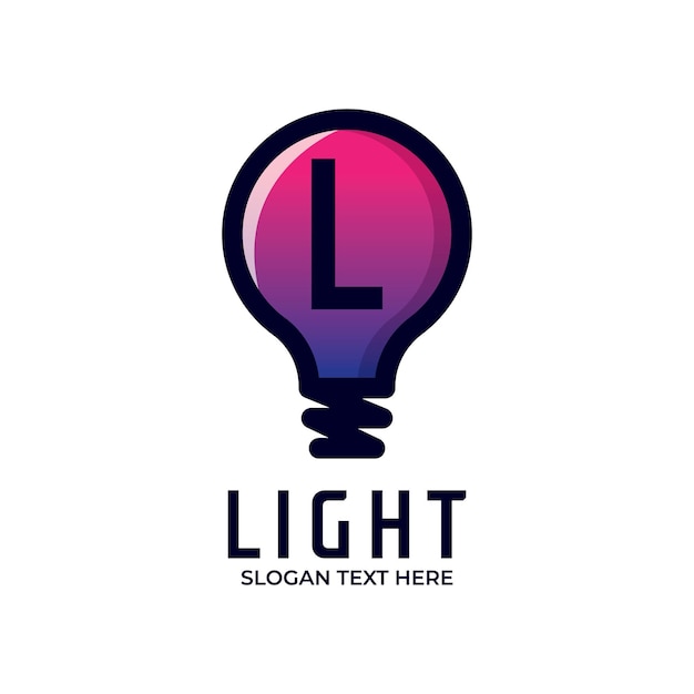 Light bulb illustration with letter L logo design bulb ideas icon design Intelligence Logo template