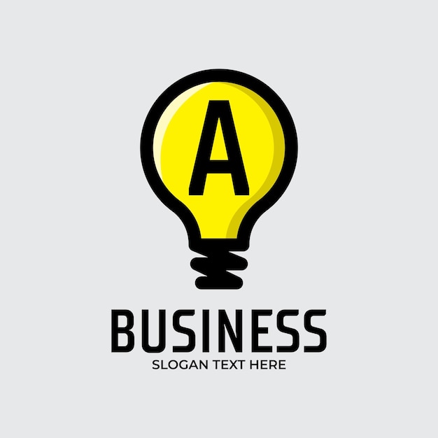 Light bulb illustration with letter a logo design bulb ideas icon design intelligence logo template