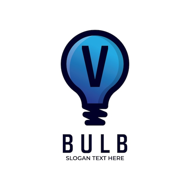 Light bulb illustration with letter V logo design bulb ideas icon design Intelligence Logo template