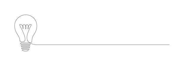 Вектор Лампочка в одной непрерывной линии рисует символ мозгового штурма и образования или инновационную творческую концепцию в простом линейном стиле. редактируемый штрих doodle vector illustration