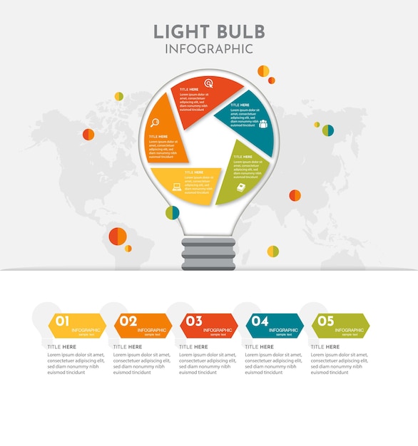 Vector light bulb infographic template flat modern elegance