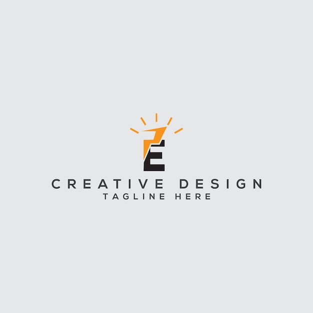 Light bulb initial letter e for brilliant idea logo