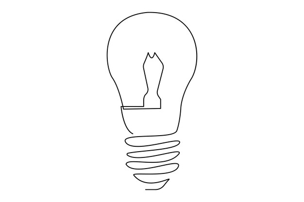 light bulb isolated on white light bulb one line outline vector art illustration