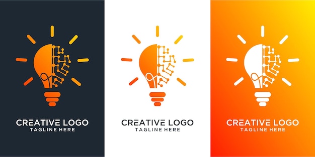 Light bulb lamp idea creative innovation energy logo design