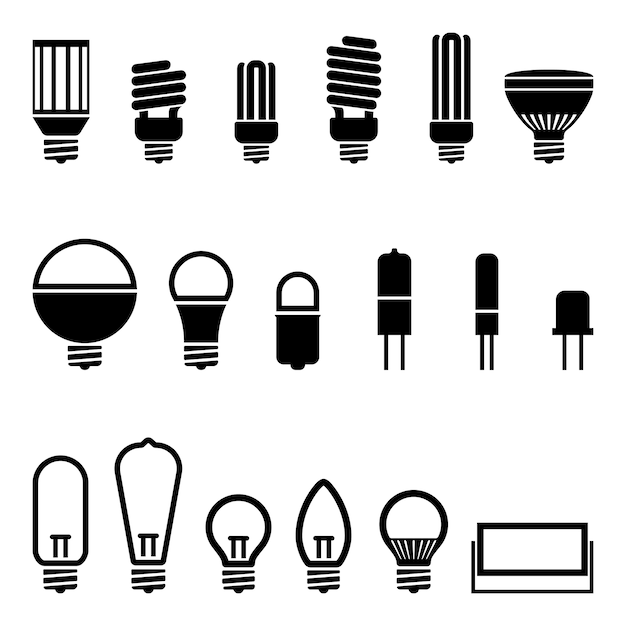 Light bulb lamp variation eenvoudige icon set