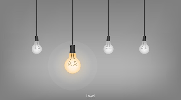 Light bulb or lamp with dark background. Vector illustration.