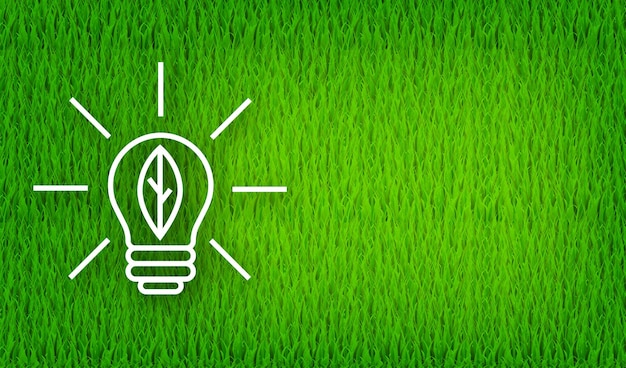 Vector light bulb line icon on green background. lamp, incandescent bulb. vector stock illustration.