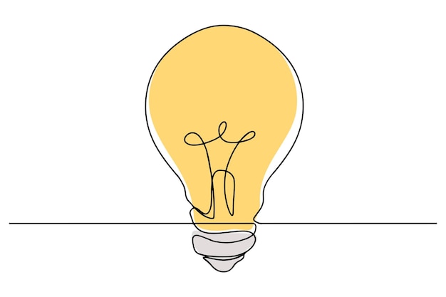 Light bulb linear icon Continuous line drawing Fashion minimalist illustration