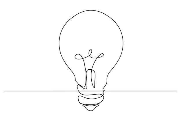 Icona lineare della lampadina disegno a linea continua illustrazione minimalista di moda