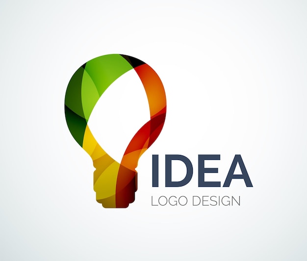 Design del logo della lampadina fatto di pezzi di colore