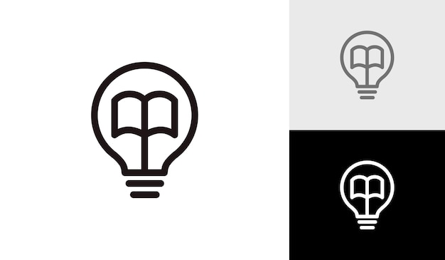 Light bulb logo with open book