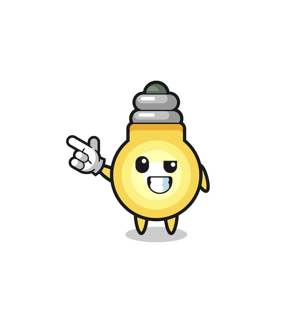 Light bulb mascot pointing top left