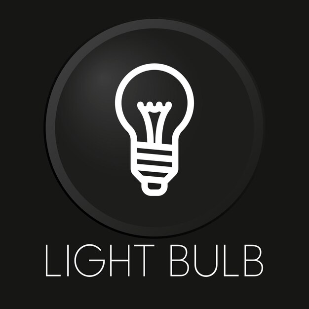 light bulb minimal vector line icon on 3d button isolated on black background premium vector