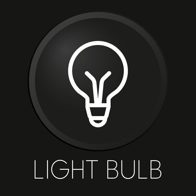 light bulb minimal vector line icon on 3d button isolated on black background premium vector