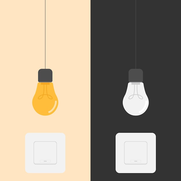 Illustrazione del design dell'interruttore di accensione e spegnimento della lampadina