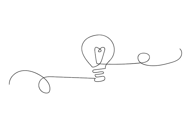 Light bulb one line. Single line. Solution concept. Vector illustration. stock image. EPS 10.