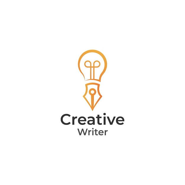 Light bulb and pen creative writer logo design