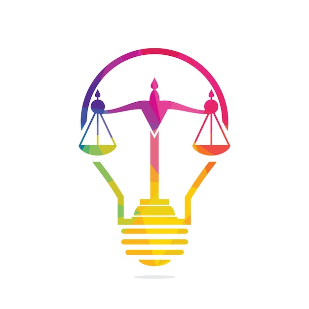 Vector light bulb and scale of justice logo design