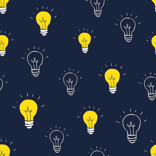 Light bulb Seamless Pattern hand drawn Vector Illustration