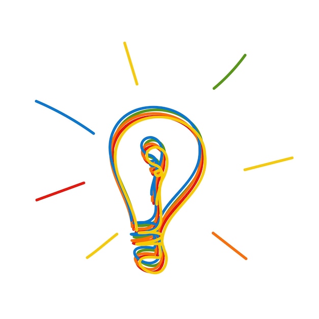 Vector light bulb shining doodle icon vector illustration