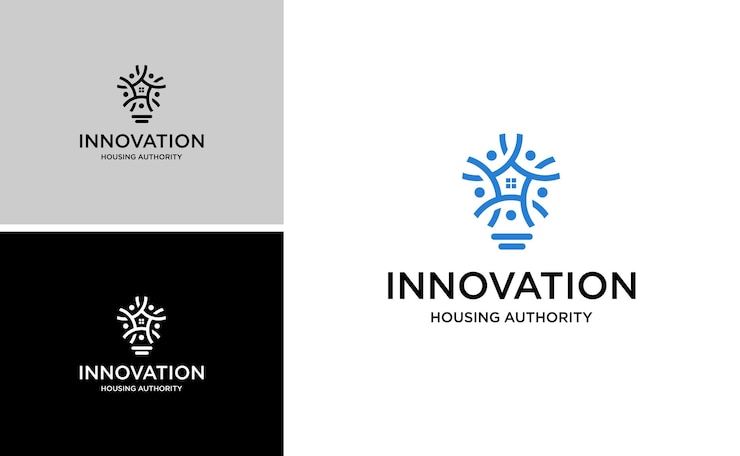 Vector light bulb think idea icon vector illustration human team work collaboration logo template home pe