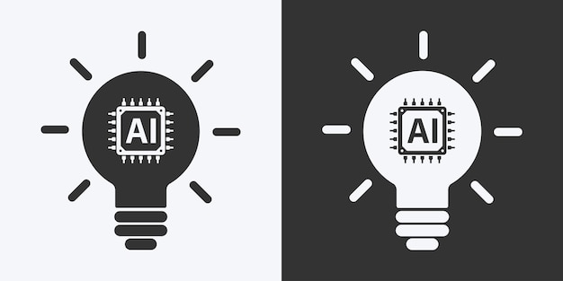 light bulb with ai chipset icon flat design artificial intelligence technology concept design big data and machine learning vector illustration design for web ux ui and app