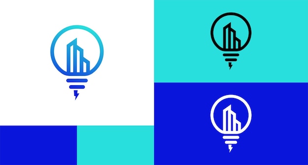 Light Bulb with Building Inside Logo Design Concept