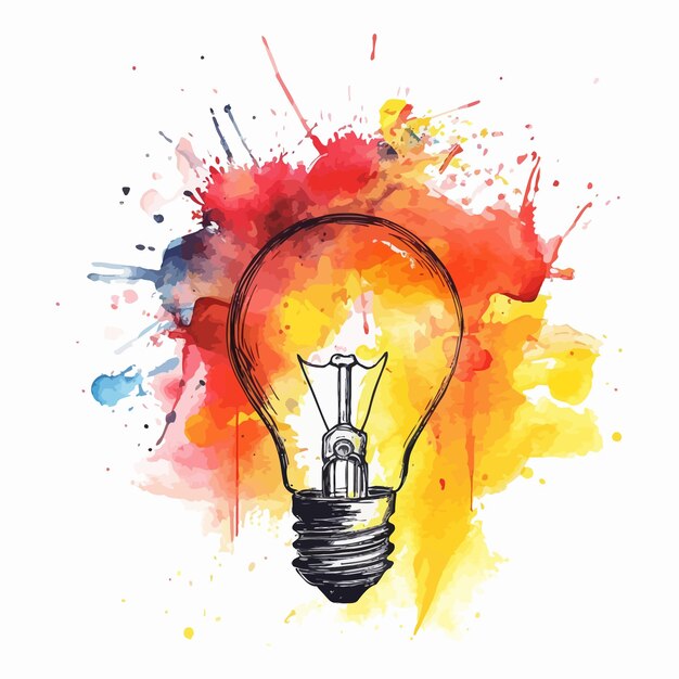 Vector light bulb with colorful splashes