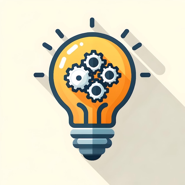 Light Bulb with Gears Inside Vector Design