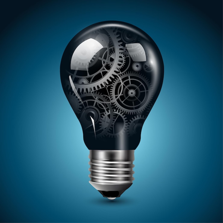 Vector light bulb with gears inside